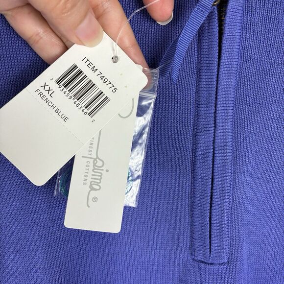 Foxcroft Pullover Half zip Sweater Woman’s XXL Supima Cotton Blue NWT Preppy - Picture 6 of 8